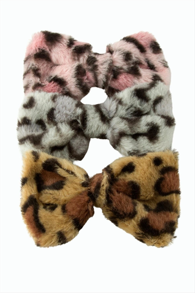 Leopar Desenli Fiyong Tüylü Otomatik Toka 14 cm