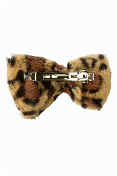 Leopar Desenli Fiyong Tüylü Otomatik Toka 14 cm