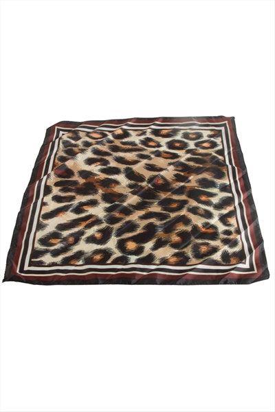 Leopar Desenli Saten Fular 50*50 cm
