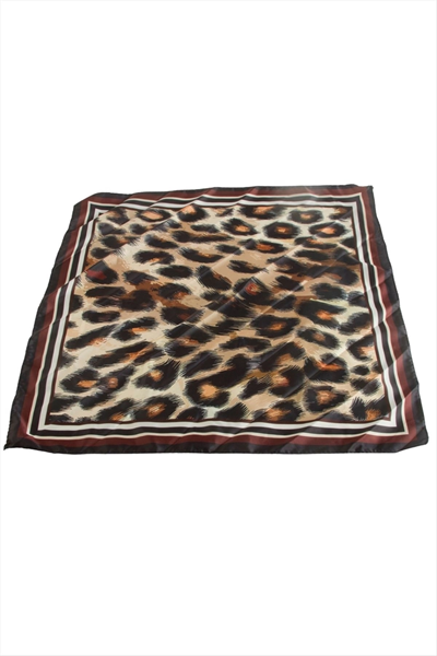 Leopar Desenli Saten Fular 50*50 cm
