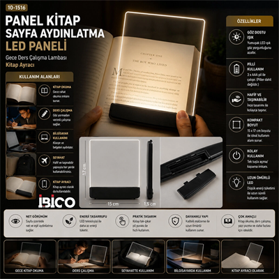 Lıght Panel Kitap Sayfa Aydınlatma Led Paneli Kitap Okuma Pilli 15x17cm İ10-027 Bx40