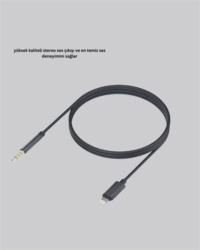 Lightning to 3.5mm Aux Ses Dönüştürücü Kablo 1 Metre Stereo Uyumlu