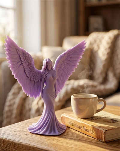Lila Melek Biblo 3D Dekoratif Angel Figür Ev Aksesuarı