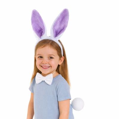 Lila Mor Tavşan Kulak Papyon Kuyruk 3'lü Parti Seti (3936)