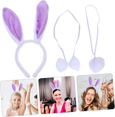 Lila Mor Tavşan Kulak Papyon Kuyruk 3'lü Parti Seti (3936)