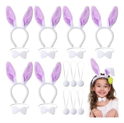 Lila Mor Tavşan Kulak Papyon Kuyruk 3'lü Parti Seti (3936)