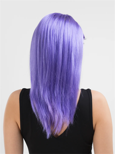 Lila Renk Uzun Düz Parti Peruğu