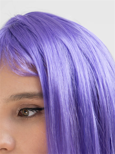 Lila Renk Uzun Düz Parti Peruğu
