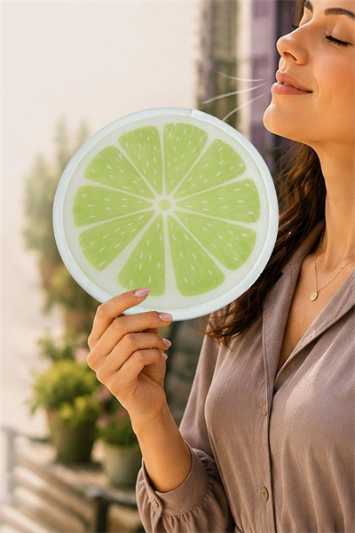 Limon Desenli Kore Yelpaze