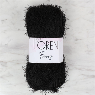 Loren Furry Siyah El Örgü İpi - RF1001 - 34066