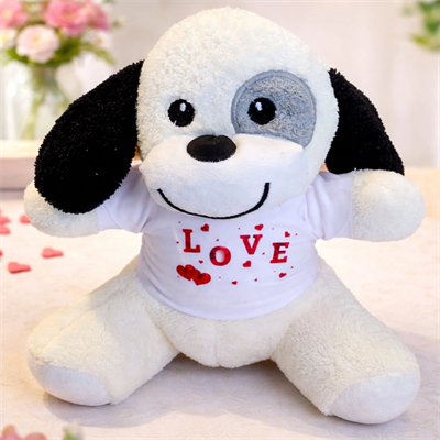Love Tişörtlü Sevimli Benekli Peluş Köpek