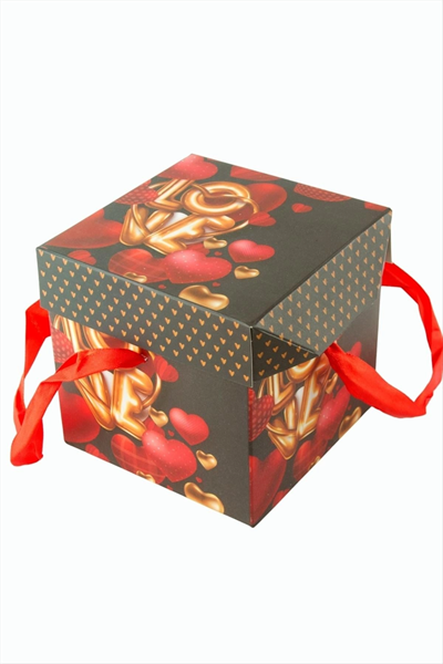Love Yazılı Simli Kare Hediyelik Kutu 22 cm