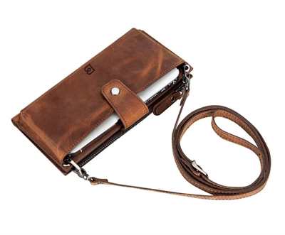 Lozan Strap 6.5 inch Uyumlu Deri Kartlıklı Kılıf G2 Kahve