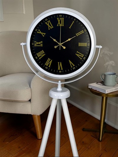 Lüks Beyaz Tripod Ayaklı Saat