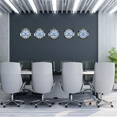 Lüks Premium Gold 5’li Metal 36 cm Dünya Duvar Saatleri