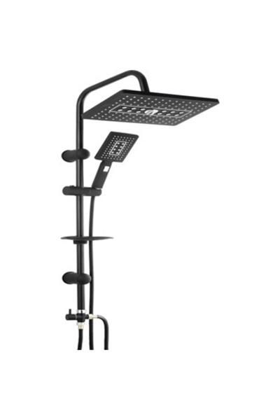 Lüks Robot Duş Seti Mat Siyah Dikdörtgen | Çok Fonksiyonlu Yağmur Robot Duş Sistemi Siyah