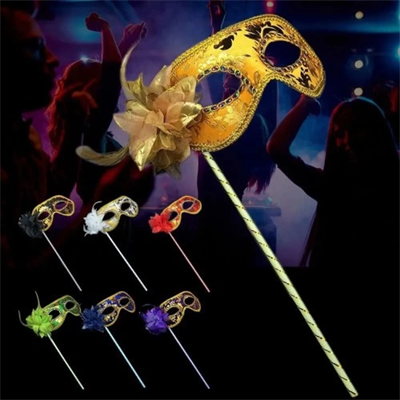 Lüks Taşlı Saplı Balo Maskesi Mor Renk