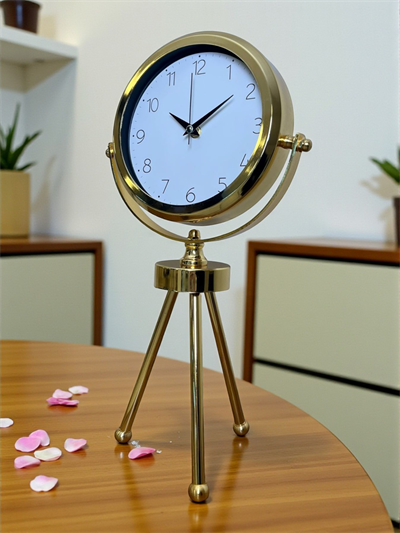 Luxe Glow Gold Üç Ayaklı Metal Masa Saati