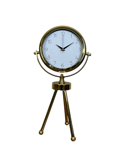 Luxe Glow Gold Üç Ayaklı Metal Masa Saati