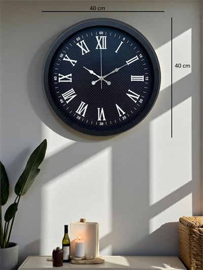 Luxury Black 40 Cm Metal Duvar Saati