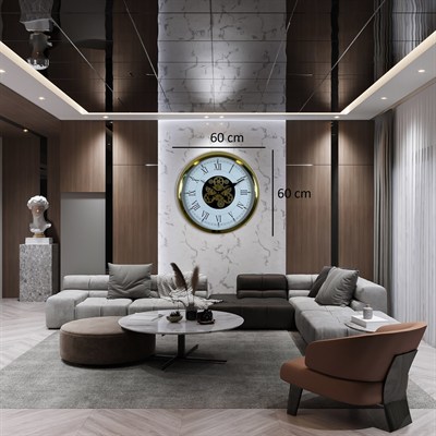 Luxury Gold 60 Cm Çarklı Duvar Saati