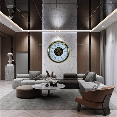 Luxury Gold 60 Cm Çarklı Duvar Saati