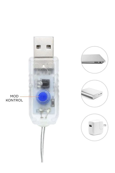 Lw-7 300 Ledli 10 Sarkıt Perde Led Işık, 8 Modlu Uzaktan Kumandalı, 3x3 Metre Peri Telli Led