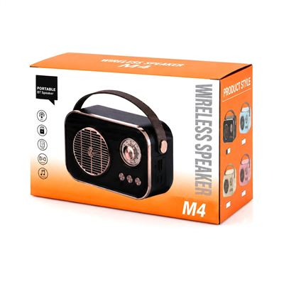 M4 Portable Wireless Hoparlör - Speaker Işıklı Usb Şarjlı Renkli Kasa - Bronz Çerçeveusb - Dc 5v - Tf Bx40