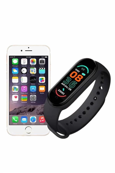 M6 Akıllı Bileklik Siyah Adımsayar Spor Takibi Android ve İOS Uyumlu