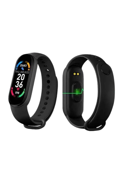 M6 Akıllı Bileklik Siyah Adımsayar Spor Takibi Android ve İOS Uyumlu