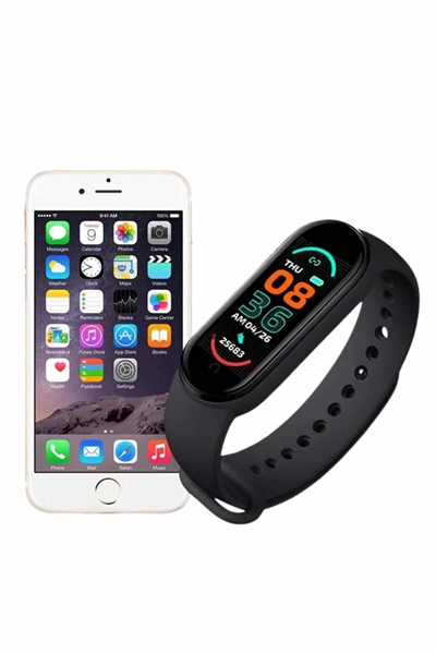 M6 Akıllı Bileklik Siyah Adımsayar Spor Takibi Android ve İOS Uyumlu