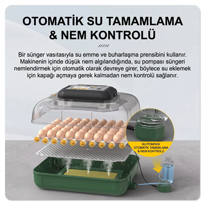 Kuluçka Makinesi Tam Otomatik 110 Yumurta Kapasiteli - Su Pompalı ve Yedek Motorlu BX-316434
