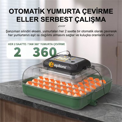 Kuluçka Makinesi Tam Otomatik 110 Yumurta Kapasiteli - Su Pompalı ve Yedek Motorlu BX-316434