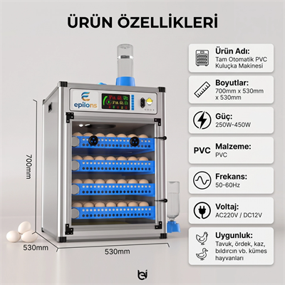 MY280 Kapasiteli Profesyonel Tam Otomatik Kuluçka Makinesi | Çift Nem Kontrol Sistemi, Otomatik Su Tamamlama ve Çevirme