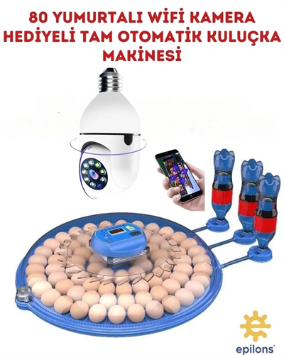 MZ-80/240 Çift Viyollü Tam Otomatik Kuluçka Makinesi WiFi Ampul Kamera Hediyeli Çiftlik Tipi