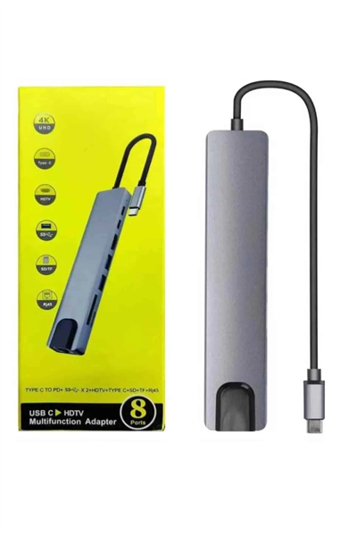 Macbook Pro/air Uyumlu USB Type-C 8 In 1 Hub Dönüştürücü Çevirici Çoklayıcı USB Hdmı Micro Sd 8 Girişli