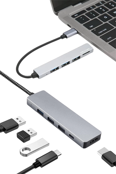 Macbook Pro/air Uyumlu USB Type-C 8 In 1 Hub Dönüştürücü Çevirici Çoklayıcı USB Hdmı Micro Sd 8 Girişli