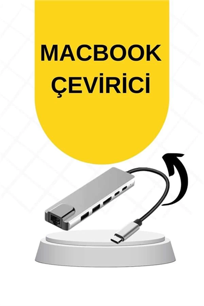 Macbook Pro/air Uyumlu USB Type-C 8 In 1 Hub Dönüştürücü Çevirici Çoklayıcı USB Hdmı Micro Sd 8 Girişli