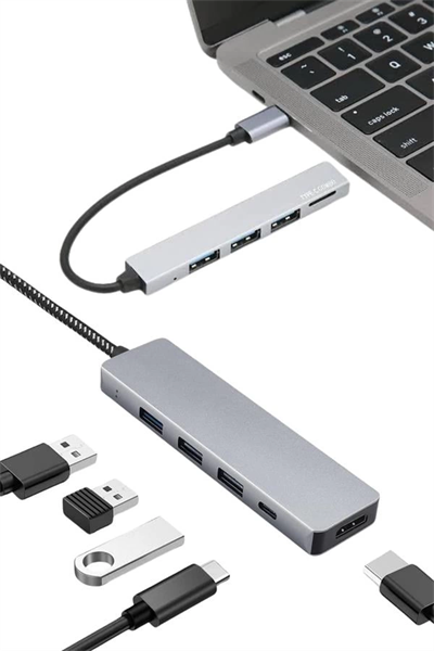 Macbook Pro/air Uyumlu USB Type-C 8 In 1 Hub Dönüştürücü Çevirici Çoklayıcı USB Hdmı Micro Sd 8 Girişli