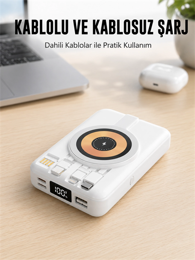 MagSafe Uyumlu Kablosuz Powerbank Hızlı Şarj Özellikli Yeni Nesil