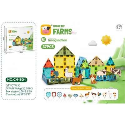 Magnetic Tiles Farms Manyetik Çiftlik Seti 37 Parça