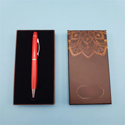 Mandala Desenli Kutulu Kırmızı Touchpen Tükenmez Kalem