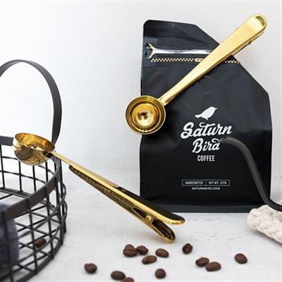 Mandallı Kahve Ölçü Kaşığı Gold Çok Fonksiyonlu Paslanmaz Çelik Kaşık (3936)