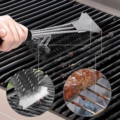 Mangal Izgara Temizleme Fırçası – Paslanmaz Çelik Telli, Uzun Saplı Grill Temizlik Aparatı Mangal Temizlik Fırçası (3936)