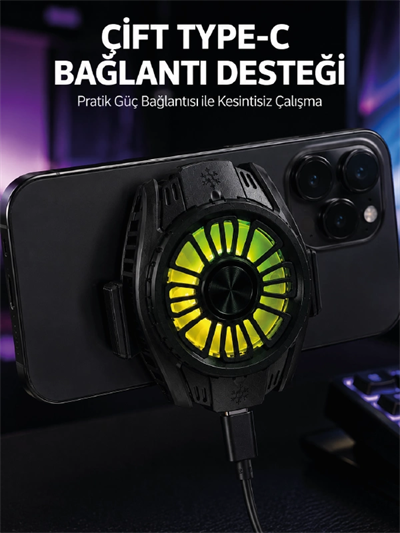 Manyetik Bağlantılı Çift Type-C Girişli Telefon Soğutucu