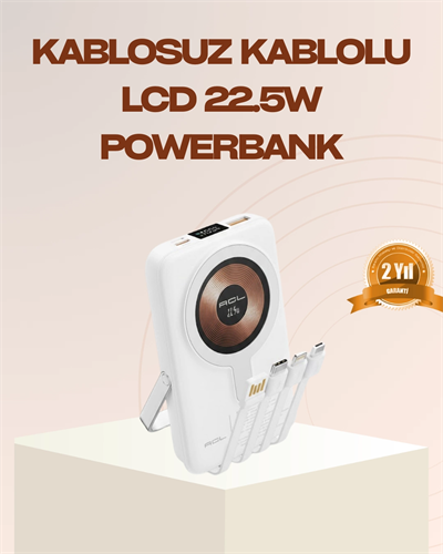 Manyetik Kablosuz Powerbank 22.5W Hızlı Şarj LCD Ekranlı