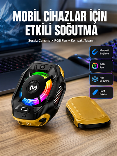 Manyetik Montajlı Dijital Ekranlı Telefon Soğutucu  Yeni Nesil