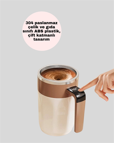 Manyetik Otomatik Karıştırma Bardağı – Şarjlı, Paslanmaz ve Pratik