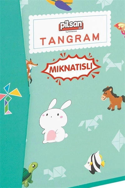 Manyetik Tangram Defteri 7 Ahşap Parça Mıknatıslı - 3+ Yaş Eğitici Zeka Oyunu BX-313796
