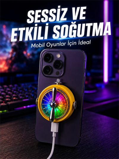 Manyetik Telefon Soğutucu RGB Fanlı Mobil Oyun Soğutucusu